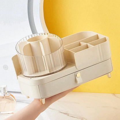 Rotating Cosmetic Makeup Organizer With Drawer