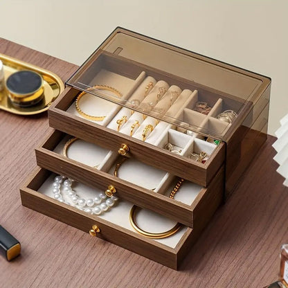 Wood 3 Drawer Jewelry Storage Organizer