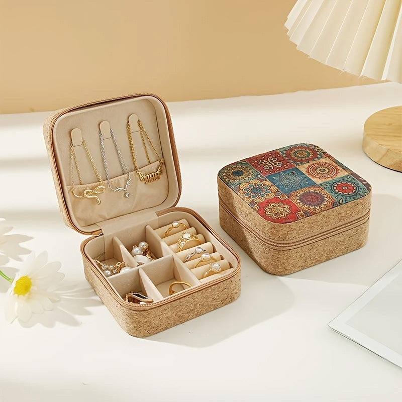 Premium Mini Jewelry Organizer Box Vintage Floral Design